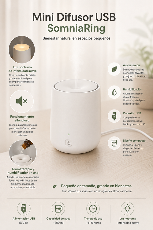Características del Mini Difusor USB SomniaRing